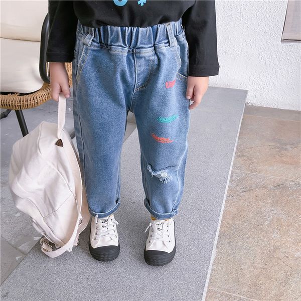 Autumn New Arrival Korean style cotton letters printed all-match loose long jeans pants with holes for fashion girls boys, Blue
Autumn New Arrival Korean style cotton letters printed all-match loose long jeans pants with holes for fashion girls boys, Blue
