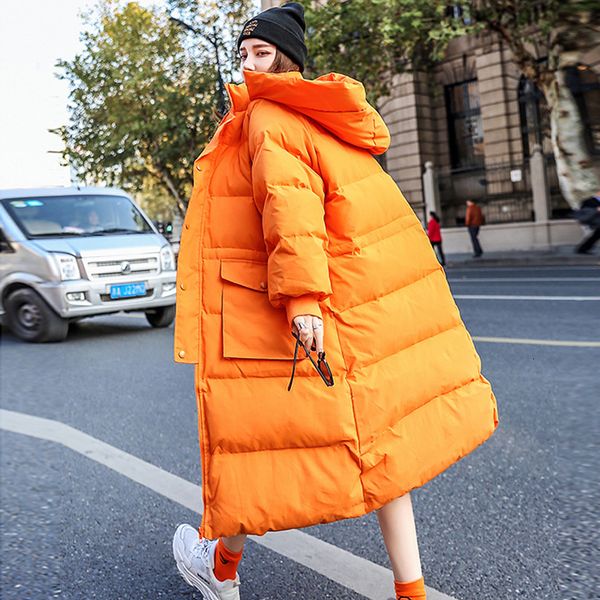 winter coat women 2020 new winter jacket women long down parka hooded white duck down jacket thick warm female loose down coat, Black