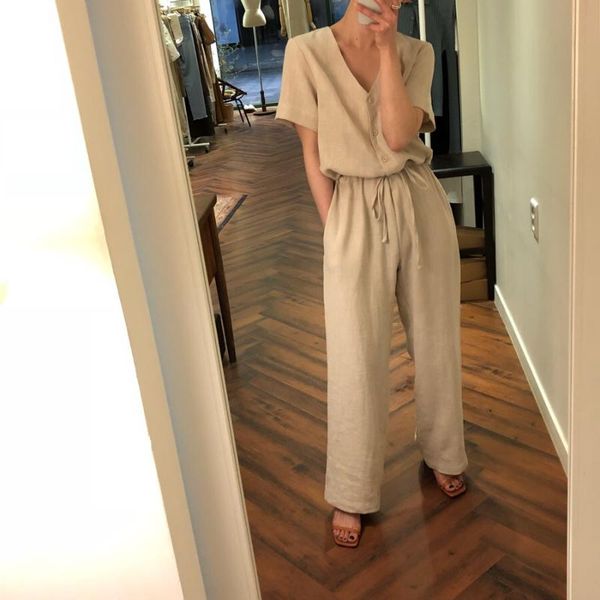2020 casual women summer light khaki jumpsuit full length cotton wide leg jumpsuits, Black;white
2020 casual women summer light khaki jumpsuit full length cotton wide leg jumpsuits, Black;white