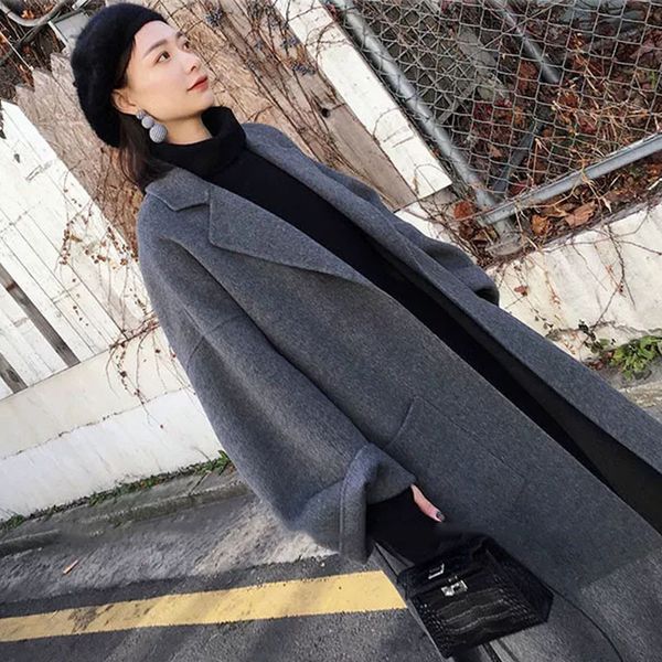new 2019 women woolen coat thicken long sleeve medium-long turn-down collar open front parka belt coat, Black
new 2019 women woolen coat thicken long sleeve medium-long turn-down collar open front parka belt coat, Black
