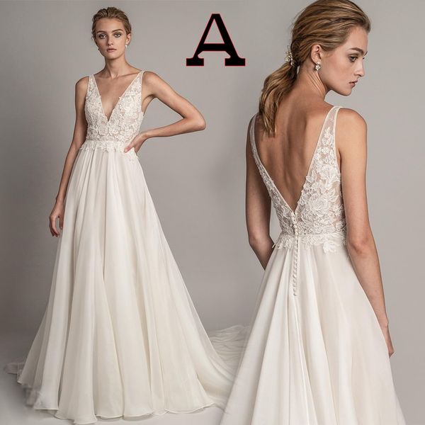 modest a-line lace beach wedding dresses lace cap sleeves chiffon high split lace-up back long bridal gowns custom made, White
modest a-line lace beach wedding dresses lace cap sleeves chiffon high split lace-up back long bridal gowns custom made, White