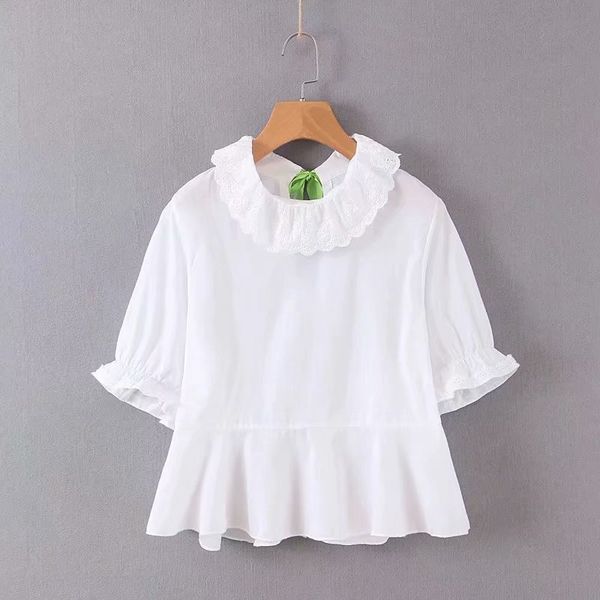 new 2020 women sweet hollow out embroidery lace collar white smock blouse female backless lace up shirts chic blusas ls6695
new 2020 women sweet hollow out embroidery lace collar white smock blouse female backless lace up shirts chic blusas ls6695