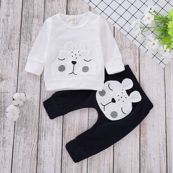 autumn baby boy outfits long sleeve cartoon pattern blouse+pants casual costume set, White
autumn baby boy outfits long sleeve cartoon pattern blouse+pants casual costume set, White