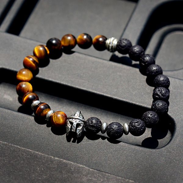 2020 fashion men spartan helmet 8mm lava stone beads classic charm bracelets pulseiras para as mulheres, Black
2020 fashion men spartan helmet 8mm lava stone beads classic charm bracelets pulseiras para as mulheres, Black