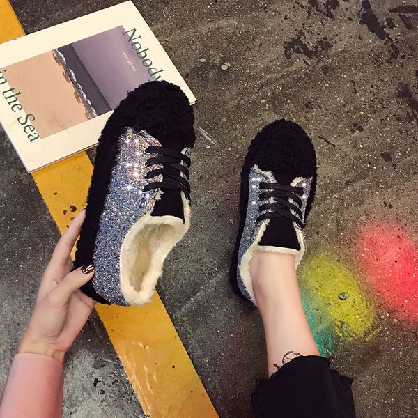 web celebrity the same style with lamb female cotton-padded shoes autumn winter new korean fashion sequined flat loafers, Black
web celebrity the same style with lamb female cotton-padded shoes autumn winter new korean fashion sequined flat loafers, Black