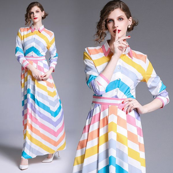 new quality long sleeve striped maxi dress women runway floral print ladies button front shirt dresses plus size for spring autumn winter, Black;gray
new quality long sleeve striped maxi dress women runway floral print ladies button front shirt dresses plus size for spring autumn winter, Black;gray