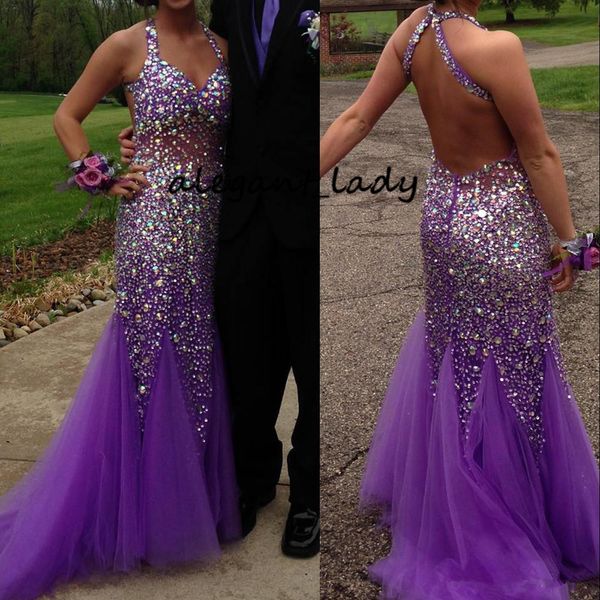 luxurious crystals sequins mermaid evening dress wear 2019 halter sweep train purple beading prom dresses vestido de formatura, Black
luxurious crystals sequins mermaid evening dress wear 2019 halter sweep train purple beading prom dresses vestido de formatura, Black