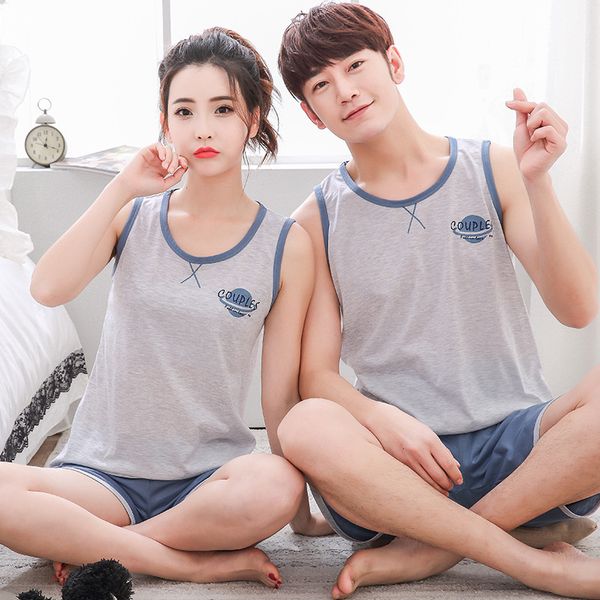 summer sleeveless shorts pure cotton casual couples pajamas crew neck pullover men's and women's tracksuit vest suit, Black;red
summer sleeveless shorts pure cotton casual couples pajamas crew neck pullover men's and women's tracksuit vest suit, Black;red