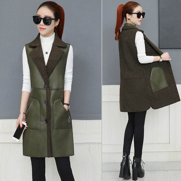 faux leather vest jacket women autumn winter lamb wool long vest coat women two sides wear waistcoat woman warm parka c5715, Black;white
faux leather vest jacket women autumn winter lamb wool long vest coat women two sides wear waistcoat woman warm parka c5715, Black;white