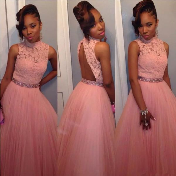 high neck sleeveless lace a-line prom dresses tulle formal long junior long vestidos de special occasion party gowns backless 2019, Black
high neck sleeveless lace a-line prom dresses tulle formal long junior long vestidos de special occasion party gowns backless 2019, Black