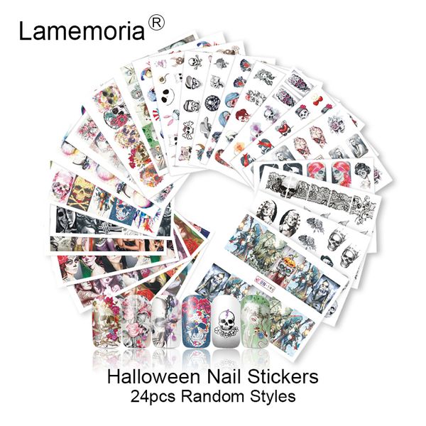 24pcs/set halloween style nail art stickers set flower skullcap lips eyes water transfer decals slider decoration wraps manicure, Black
24pcs/set halloween style nail art stickers set flower skullcap lips eyes water transfer decals slider decoration wraps manicure, Black