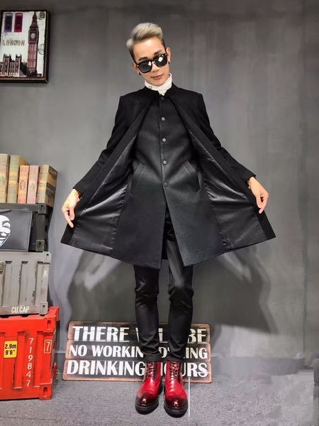 xs-6xl 2019 men clothing bigbang fashion hair stylist fake two pieces medium-length woolen overcoat coat plus size costumes, Black
xs-6xl 2019 men clothing bigbang fashion hair stylist fake two pieces medium-length woolen overcoat coat plus size costumes, Black