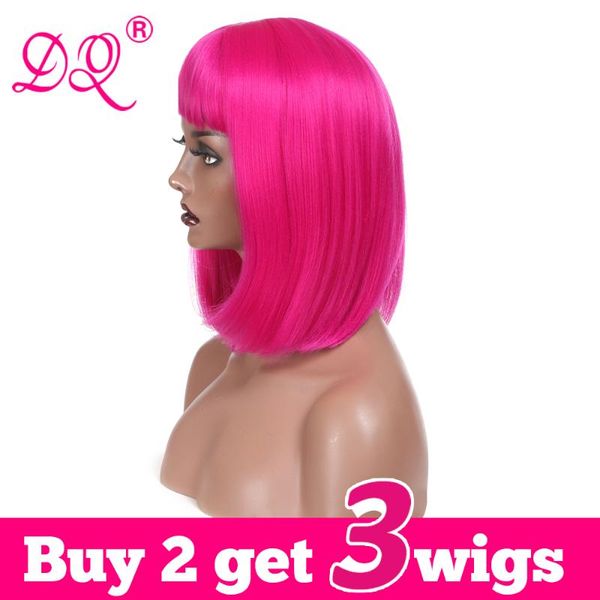 dq straight short bob wig with bangs synthetic hair wig for women pink blonde blue purple brown ombre colored cosplay, Black
dq straight short bob wig with bangs synthetic hair wig for women pink blonde blue purple brown ombre colored cosplay, Black