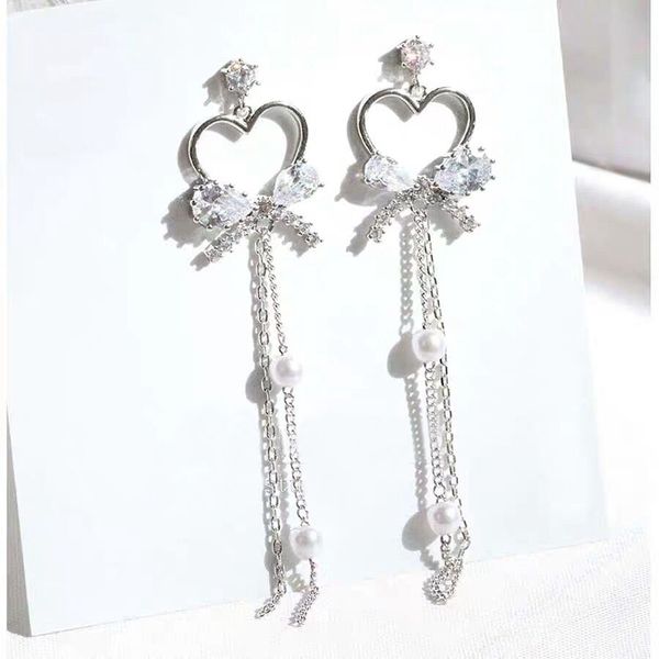 mengjiqiao korean new shiny crystal hollow heart bowknot long pendientes mujer moda bijoux rhinestone pearl earrings brincos, Silver
mengjiqiao korean new shiny crystal hollow heart bowknot long pendientes mujer moda bijoux rhinestone pearl earrings brincos, Silver