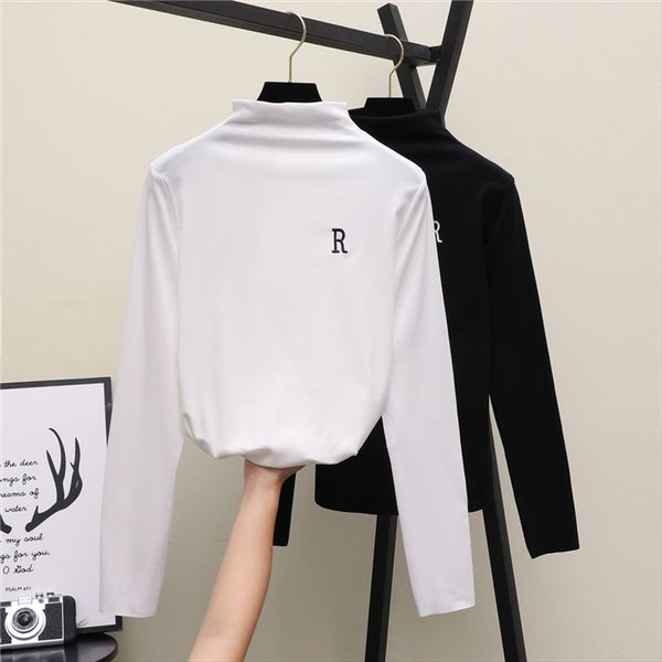 2019 western style student half-high collar base female inner slim 2019 western style student half-high collar base shirt t-shirt embroidery, White
2019 western style student half-high collar base female inner slim 2019 western style student half-high collar base shirt t-shirt embroidery, White