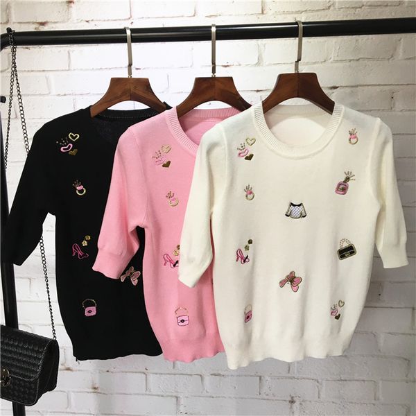 2017 summer style women slim sweaters small items embroidery woman knitted sweater wholesale ladies jumper, White;black
2017 summer style women slim sweaters small items embroidery woman knitted sweater wholesale ladies jumper, White;black