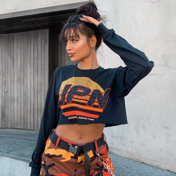 2019 женщин письмо печати streetwear crop top короткой рубашка женские сыпучие длинные рукава топы сыпучего hip pop sweatershirts winter, Black
2019 женщин письмо печати streetwear crop top короткой рубашка женские сыпучие длинные рукава топы сыпучего hip pop sweatershirts winter, Black