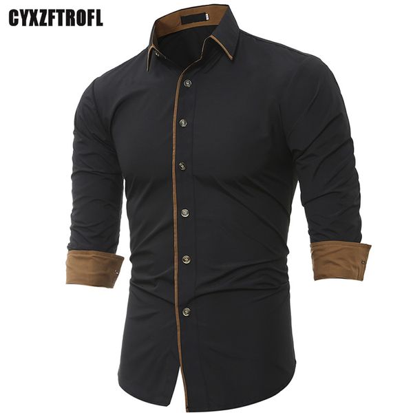 brand men's casual shirt fashion long sleeve social shirt solid color slim black and white men's street dress, White;black
brand men's casual shirt fashion long sleeve social shirt solid color slim black and white men's street dress, White;black