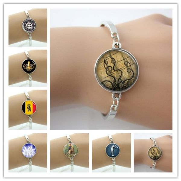 

nautical blue seahorse bracelet protect animal jewelry vintage steampunk cock nine-tailed fox ocs white dragon men gift t791, Black