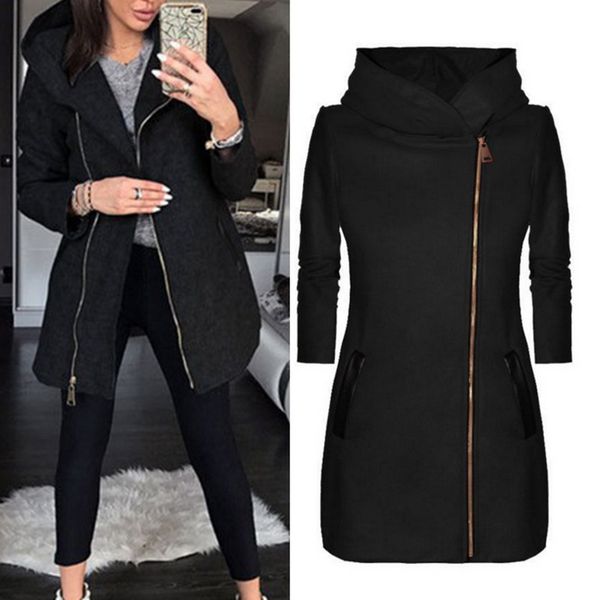2019 autumn long black coat women zipper long sleeve hooded jackets casual female warm slim pockets outwear clothes, Black;brown
2019 autumn long black coat women zipper long sleeve hooded jackets casual female warm slim pockets outwear clothes, Black;brown
