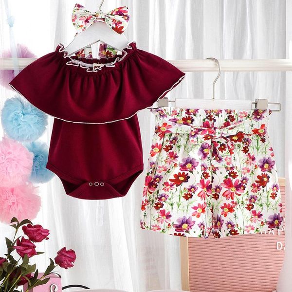 2 pieces newborn infant baby girls clothes solid ruffle baby girl clothes romper+floral shorts+headband outfits set ropa de, White
2 pieces newborn infant baby girls clothes solid ruffle baby girl clothes romper+floral shorts+headband outfits set ropa de, White