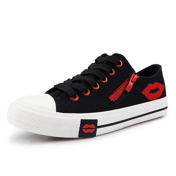 designer women sneakers summer casual white canvas shoes basket femme flats comfortable trainers zipper red lips sapato feminino, Black
designer women sneakers summer casual white canvas shoes basket femme flats comfortable trainers zipper red lips sapato feminino, Black
