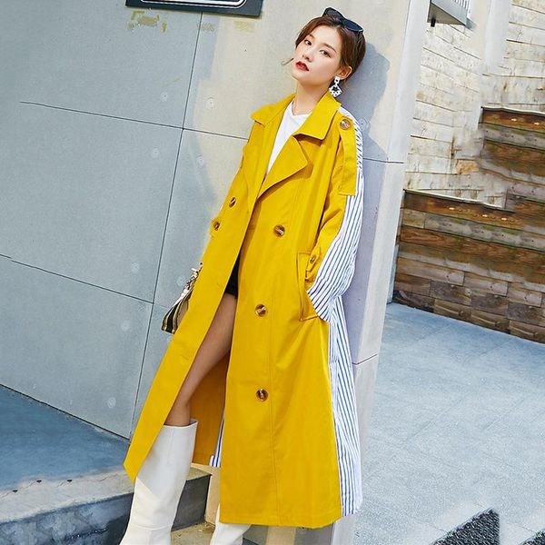 autumn 2020 woman long trench coat british style vintage long coat elegant waist belt fashion stripe windbreaker outwear fy63, Tan;black
autumn 2020 woman long trench coat british style vintage long coat elegant waist belt fashion stripe windbreaker outwear fy63, Tan;black