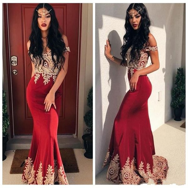 2019 new luxury burgundy arabic mermaid prom dresses off shoulder satin lace appliques backless plus size sweep train party evening gowns, Black
2019 new luxury burgundy arabic mermaid prom dresses off shoulder satin lace appliques backless plus size sweep train party evening gowns, Black