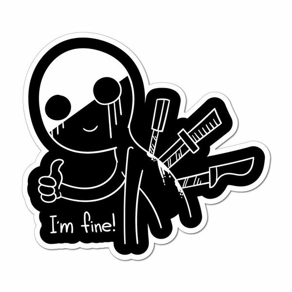 16*14.6cm im fine car sticker decal funny cartoon sarcastic back stabber thumbs up car accessories
16*14.6cm im fine car sticker decal funny cartoon sarcastic back stabber thumbs up car accessories