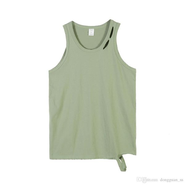 ripped holes muscle tank solid color sleeveless cotton tee streetwear, White;black
ripped holes muscle tank solid color sleeveless cotton tee streetwear, White;black