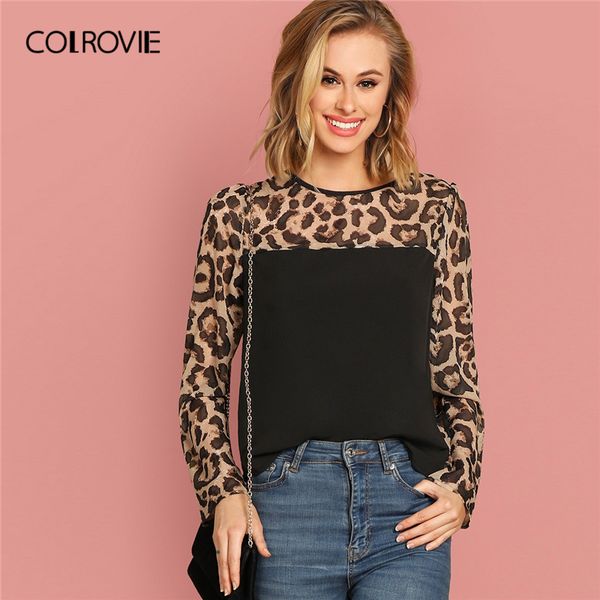 colrovie semi sheer leopard print yoke blouse women clothing 2019 spring korean long sleeve shirt office ladies and blouses, White
colrovie semi sheer leopard print yoke blouse women clothing 2019 spring korean long sleeve shirt office ladies and blouses, White