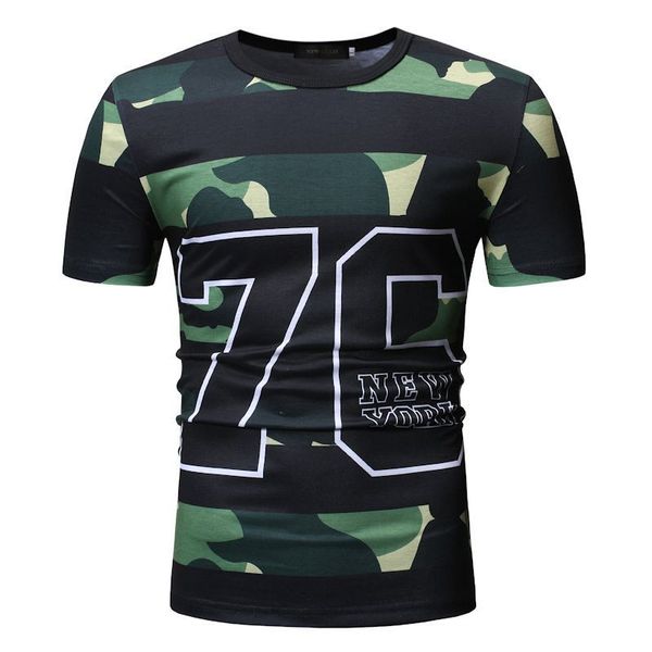 2019 summer new style casual crew neck men's short-sleeved t-shirt fashion and personality camouflage versatile simple t-shirt, White;black
2019 summer new style casual crew neck men's short-sleeved t-shirt fashion and personality camouflage versatile simple t-shirt, White;black