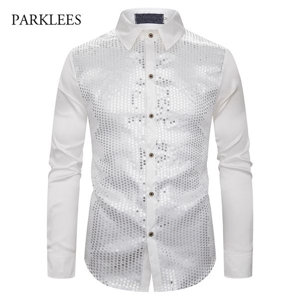 white luxury shiny sequin shirt men 2019 brand new silk satin mens dress shirts chemise homme night club stage singer camisas, White;black
white luxury shiny sequin shirt men 2019 brand new silk satin mens dress shirts chemise homme night club stage singer camisas, White;black