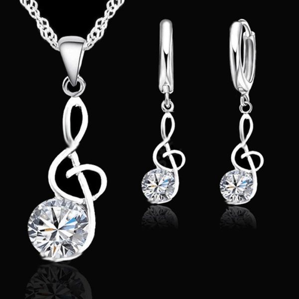 2019 women musical notes cubic zirconia inlaid pendant necklace huggie earrings jewelry set, Silver
2019 women musical notes cubic zirconia inlaid pendant necklace huggie earrings jewelry set, Silver