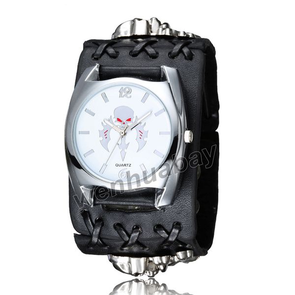punk black leather belt quartz men's watch retro skull clock women's watches ladies watch, Slivery;brown
punk black leather belt quartz men's watch retro skull clock women's watches ladies watch, Slivery;brown