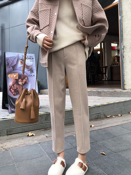 2019 woolen haren pants woman nine part suit pants leisure time smoke tube easy bound feet radish, Black
2019 woolen haren pants woman nine part suit pants leisure time smoke tube easy bound feet radish, Black