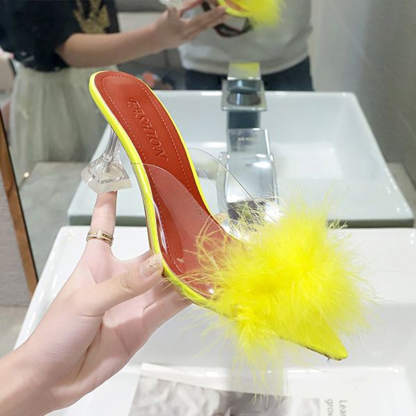 women's slippers feather pointed toe sandals pu high heels female transparent shoes summer fashion ladies plus size 2020 woman, Black
women's slippers feather pointed toe sandals pu high heels female transparent shoes summer fashion ladies plus size 2020 woman, Black