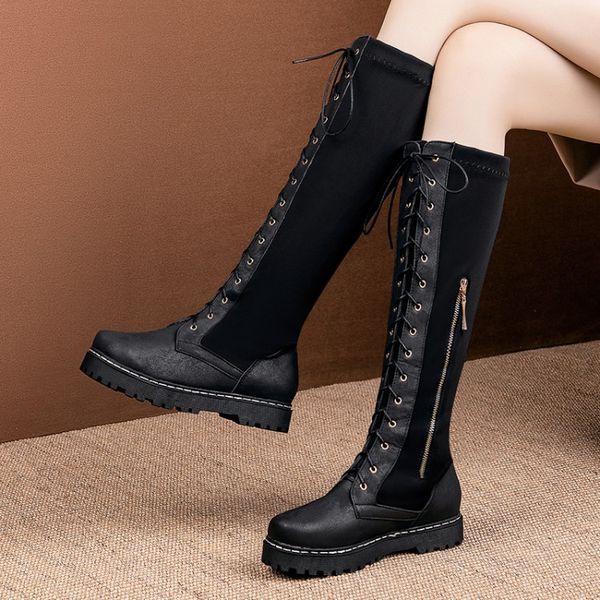 pxelena 2019 autumn riding knight knee high boots women lace up zipper chunky low heels punk gothic combat boots lady shoes 43, Black
pxelena 2019 autumn riding knight knee high boots women lace up zipper chunky low heels punk gothic combat boots lady shoes 43, Black