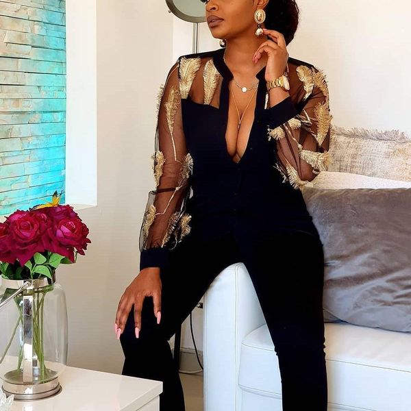 women v neck feather embroidery jumpsuit partchwork long sleeve wide leg jumpsuit casual long overalls, Black;white
women v neck feather embroidery jumpsuit partchwork long sleeve wide leg jumpsuit casual long overalls, Black;white