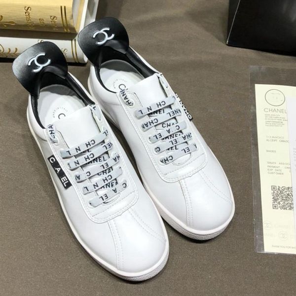 

real fashion leather sneakers sneaker designer shoes ladies casual shoes black and whitetrainers size :35-40 with box ch2