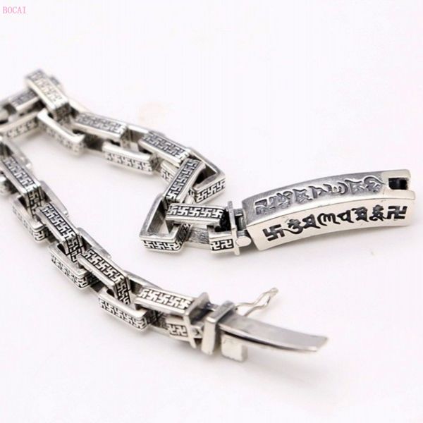 s925 pure silver fret square chain men return to ancient times thai silver bracelet personality box chain for men, Black
s925 pure silver fret square chain men return to ancient times thai silver bracelet personality box chain for men, Black