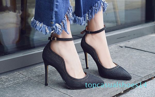 word buckle pointed high-heeled shoes denim female pointed shallow mouth women high heels single shoes fine women heels, Black
word buckle pointed high-heeled shoes denim female pointed shallow mouth women high heels single shoes fine women heels, Black