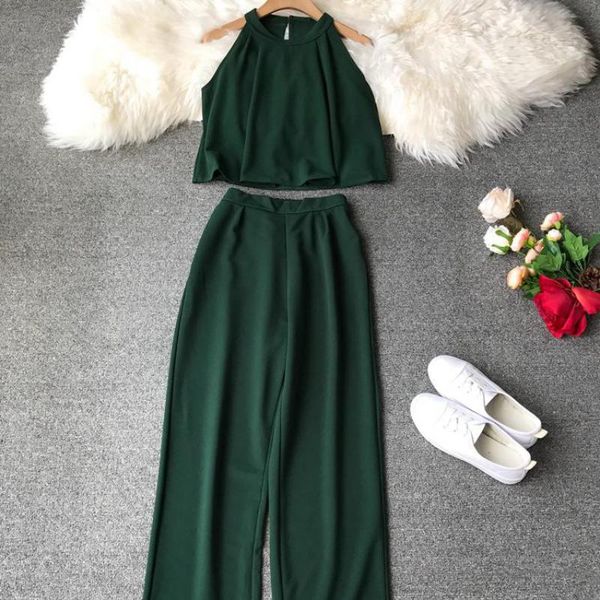 fashion halter shirts crop + loose nine-length pants suits women two piece set 2019 woman summer 2 pcs set conjunto feminino, White
fashion halter shirts crop + loose nine-length pants suits women two piece set 2019 woman summer 2 pcs set conjunto feminino, White