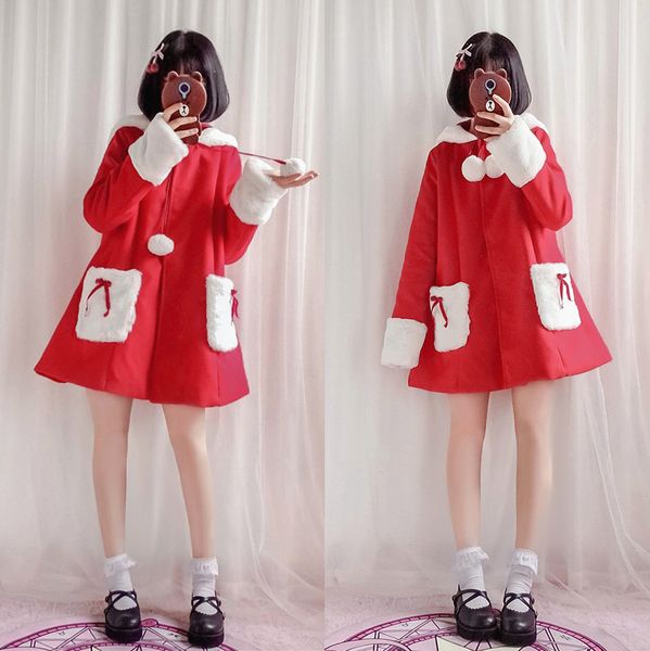 autumn and winter japanese soft sister style cute lolita retro girl lolita plush coat cloak christmas costume, Black;red
autumn and winter japanese soft sister style cute lolita retro girl lolita plush coat cloak christmas costume, Black;red