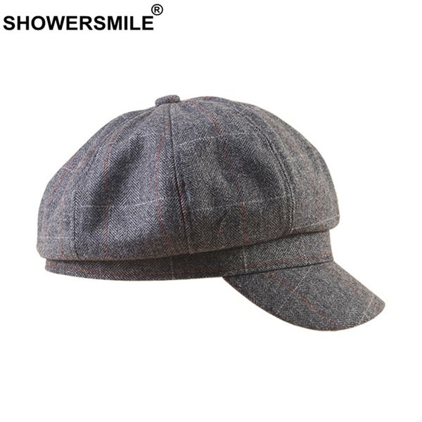 showersmile british syle newsboy cap for women wool gray plaid beret vintage peaky blinder brand new woolen female octagonal cap, Blue;gray
showersmile british syle newsboy cap for women wool gray plaid beret vintage peaky blinder brand new woolen female octagonal cap, Blue;gray