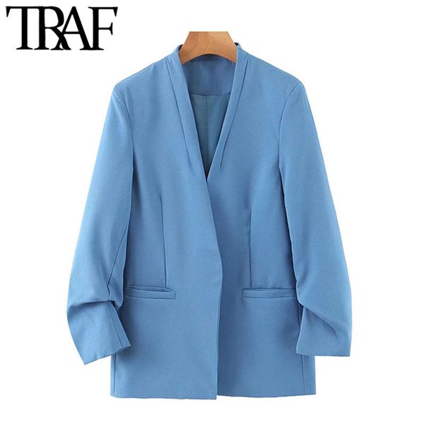 traf women fashion office wear basic blazers coat vintage long sleeve pockets female outerwear chic, White;black
traf women fashion office wear basic blazers coat vintage long sleeve pockets female outerwear chic, White;black
