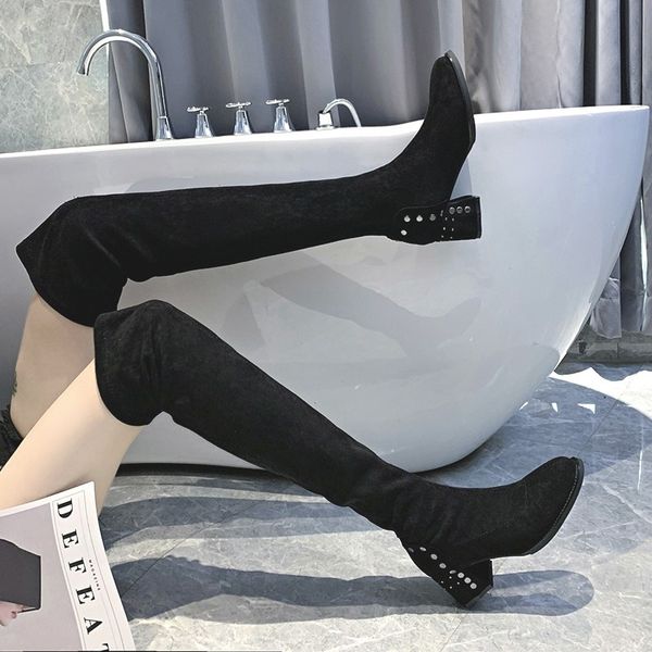 woman flat boots boots-women women shoes autumn rivets winter footwear lace up thigh high heels high booties ladies, Black
woman flat boots boots-women women shoes autumn rivets winter footwear lace up thigh high heels high booties ladies, Black