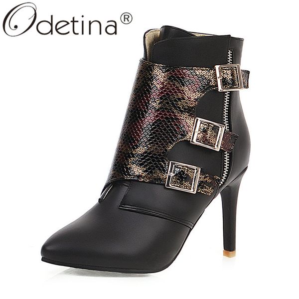 odetina snakeskin womens stilettos booties high heel dress shoes side zip up ankle boots elegant pointed roe buckle strap, Black
odetina snakeskin womens stilettos booties high heel dress shoes side zip up ankle boots elegant pointed roe buckle strap, Black