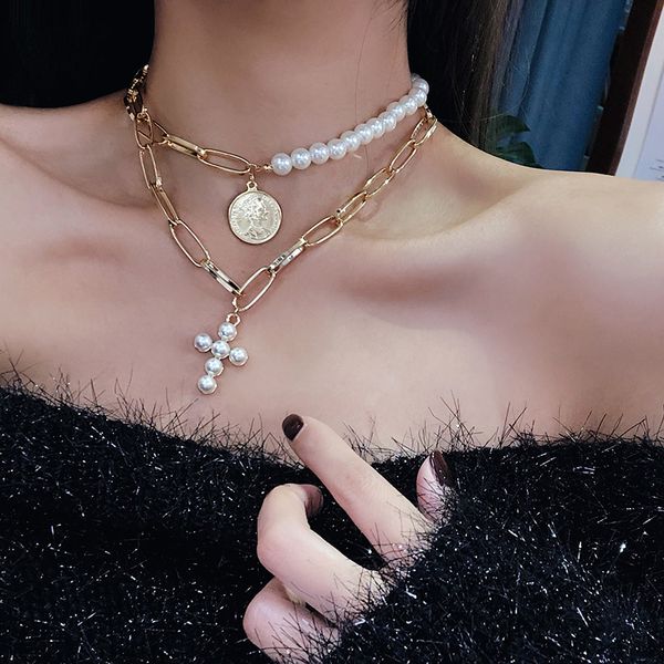 design imitation pearls choker necklace female cross pendant necklaces women gold color 2019 fashion summer coin jewelry, Golden;silver
design imitation pearls choker necklace female cross pendant necklaces women gold color 2019 fashion summer coin jewelry, Golden;silver