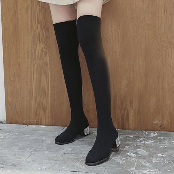 winter woman boots fashion over the knee boot women soft knitting sock boot slip on solid squared heel winter shoes long boots, Black
winter woman boots fashion over the knee boot women soft knitting sock boot slip on solid squared heel winter shoes long boots, Black